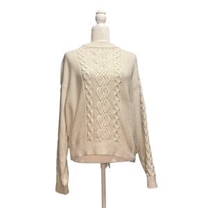 Urban Outfitters Womens M Sweater Cable Knit Fishermen Cozy Neutral Autumn Warm